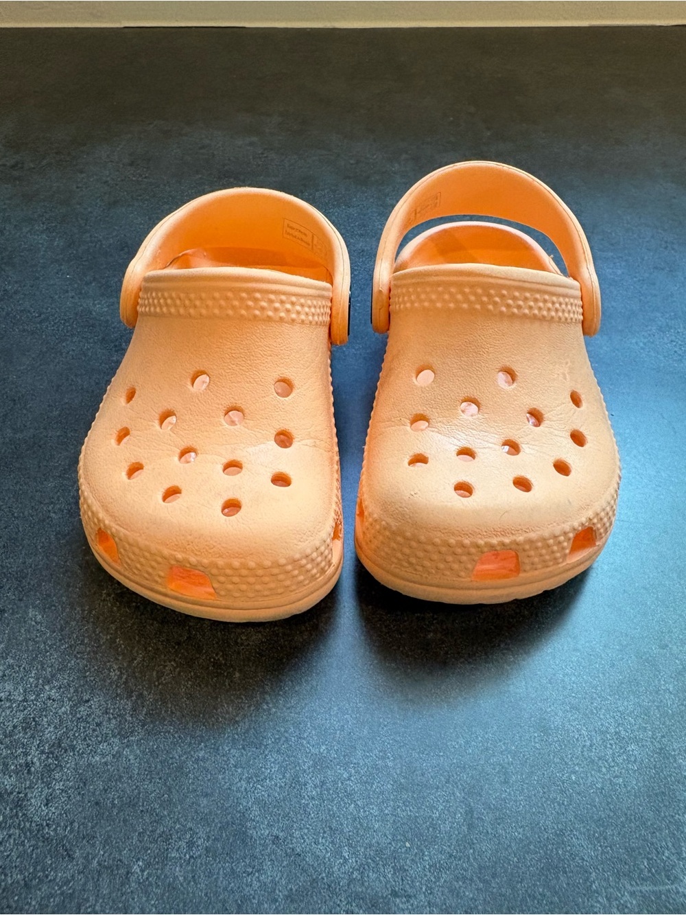 CROCS Kids Peach Orange Classic Clog with Heel Strap
